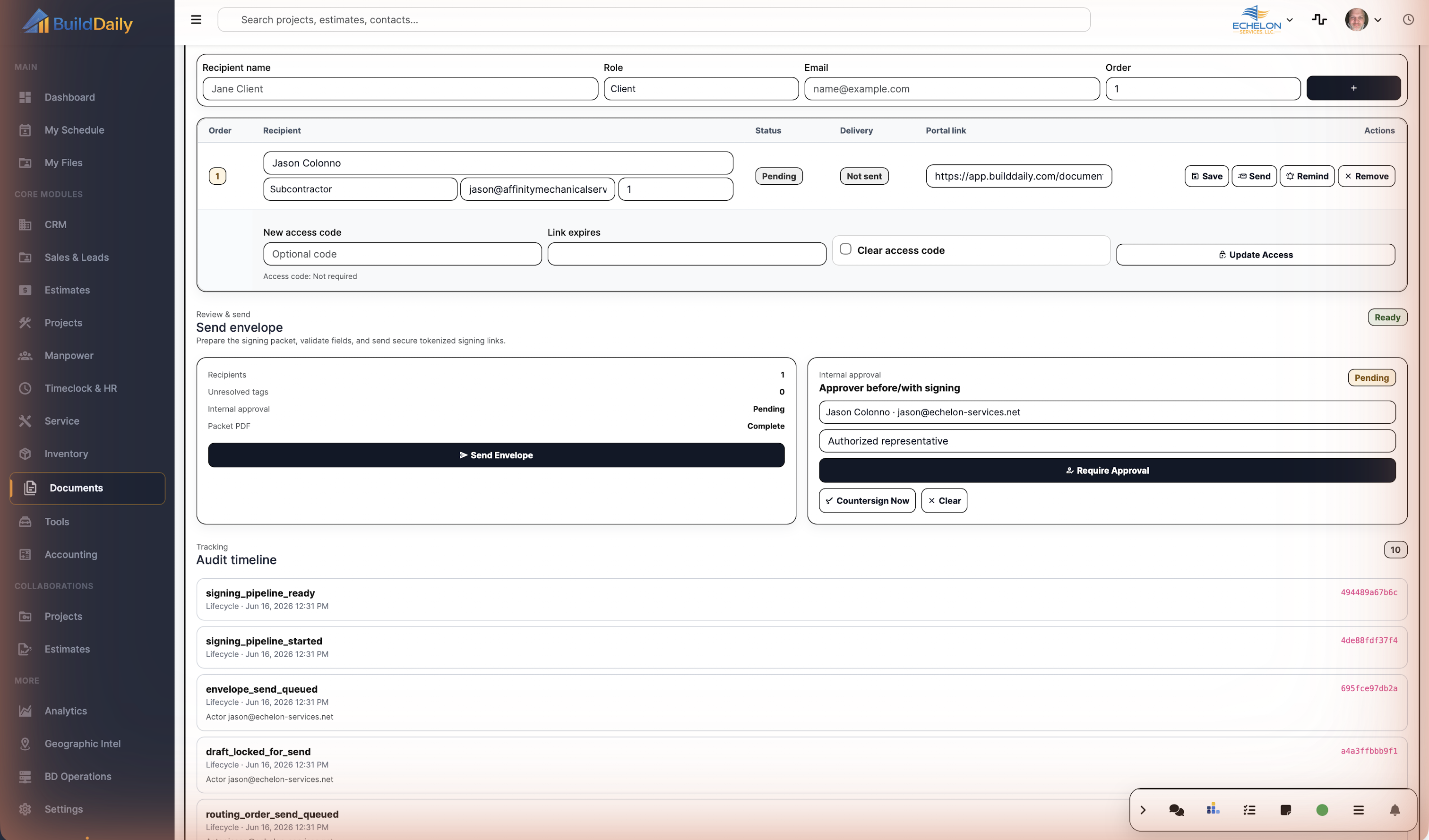 Agreement signers and order