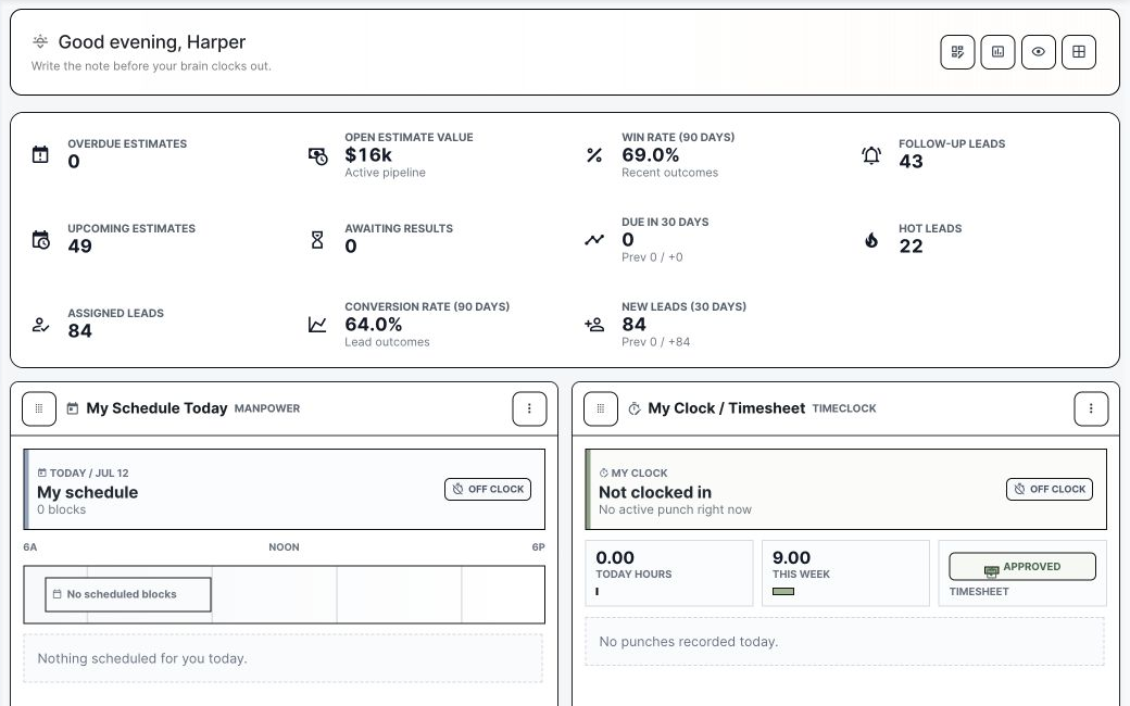 BuildDaily configured company workspace