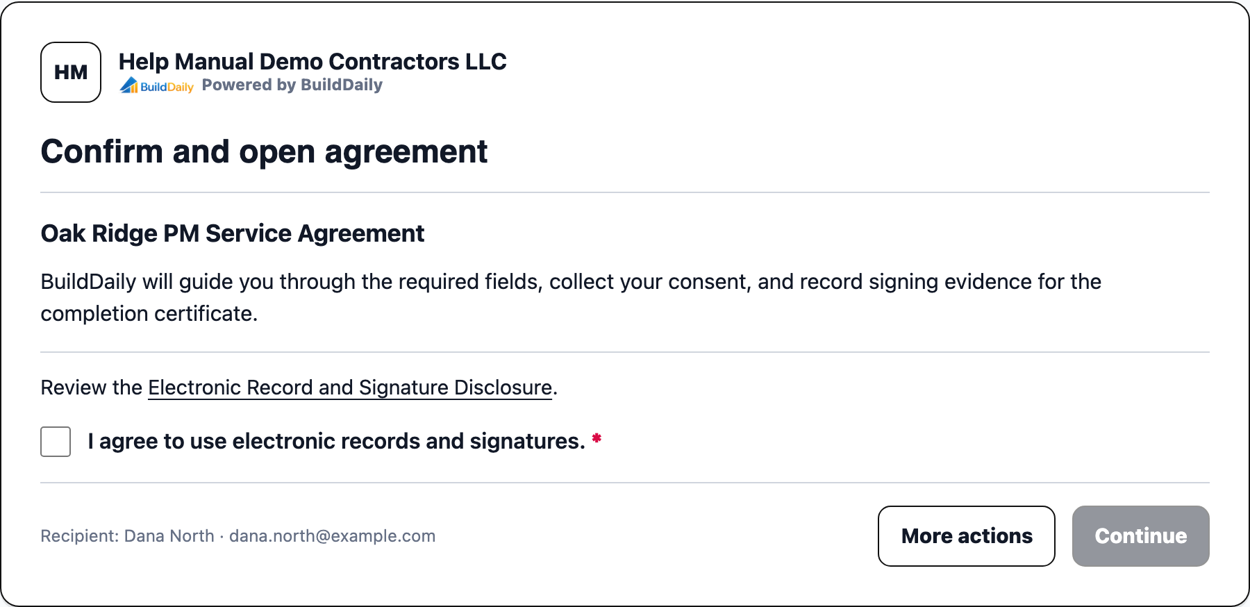 Public agreement signing preflight page