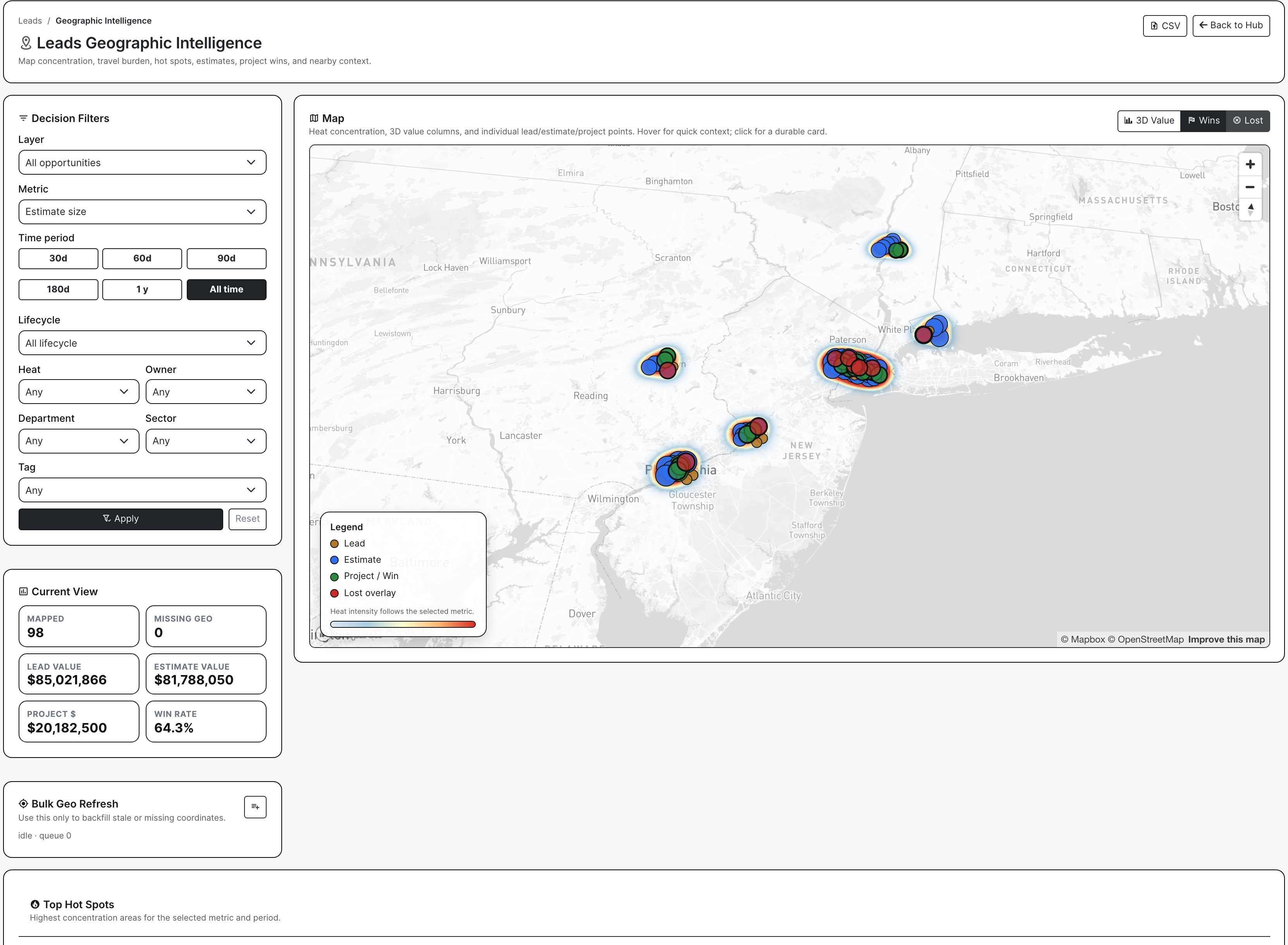 Lead geographic intelligence map