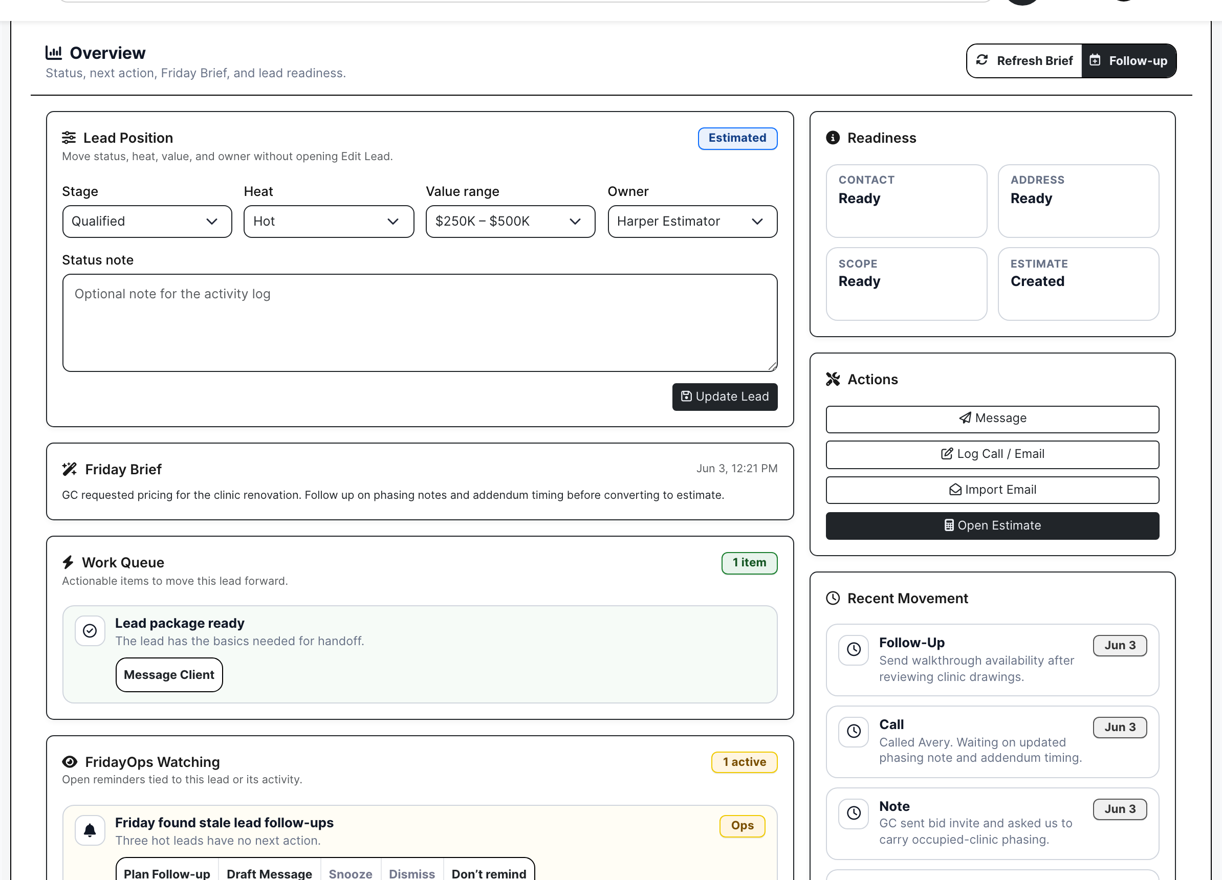BuildDaily lead work overview