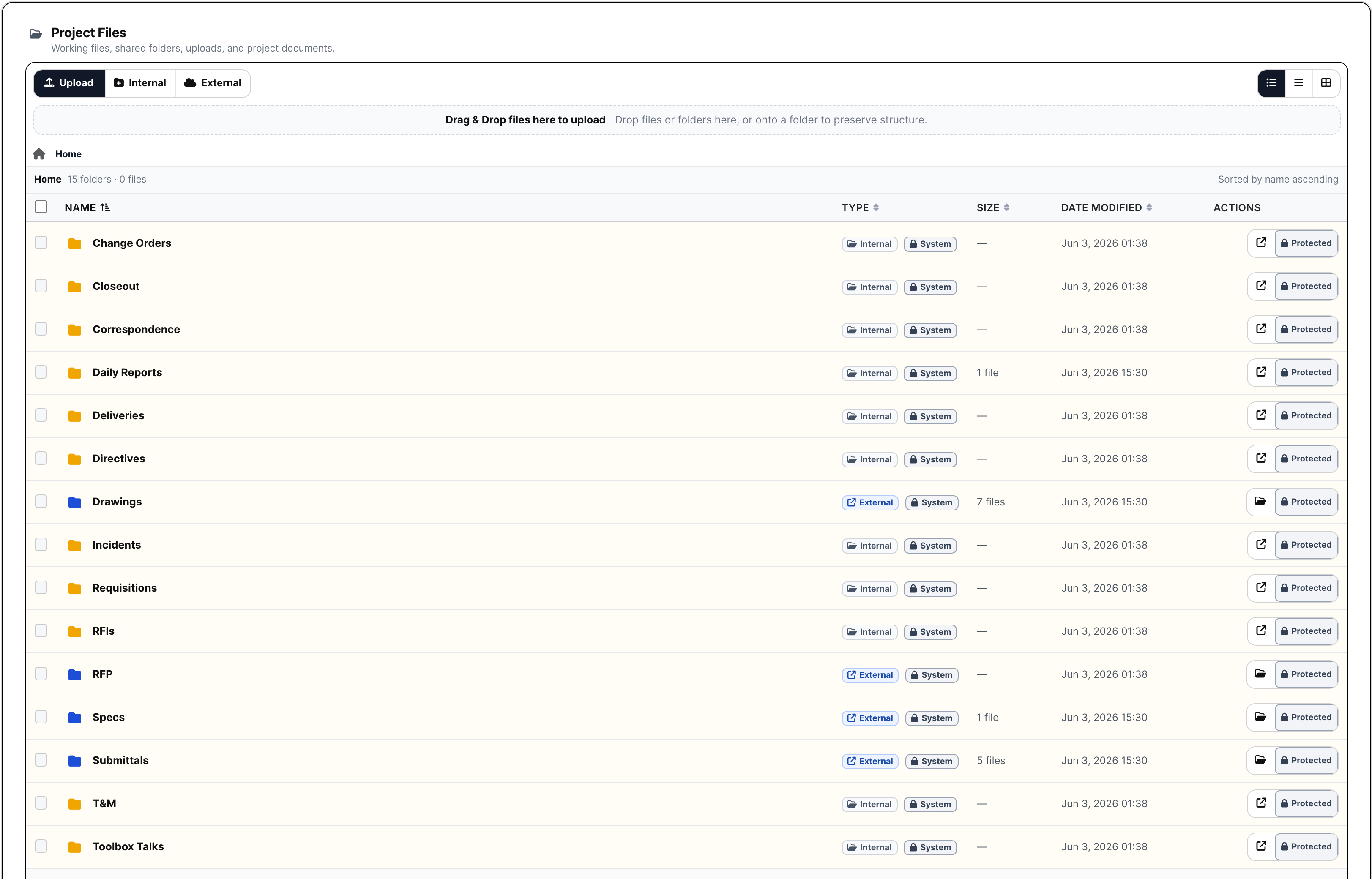 Project files manager