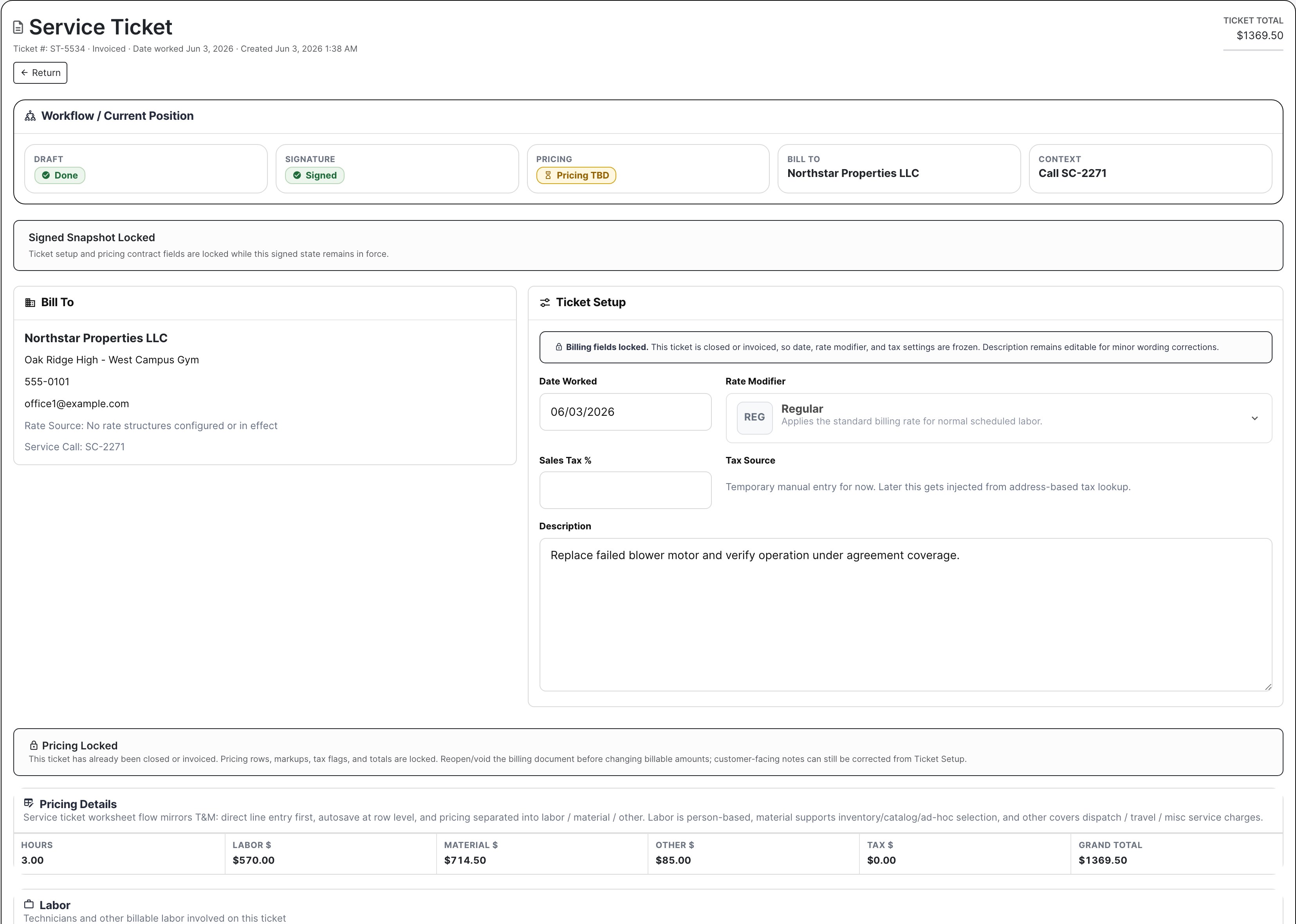 BuildDaily service ticket workspace