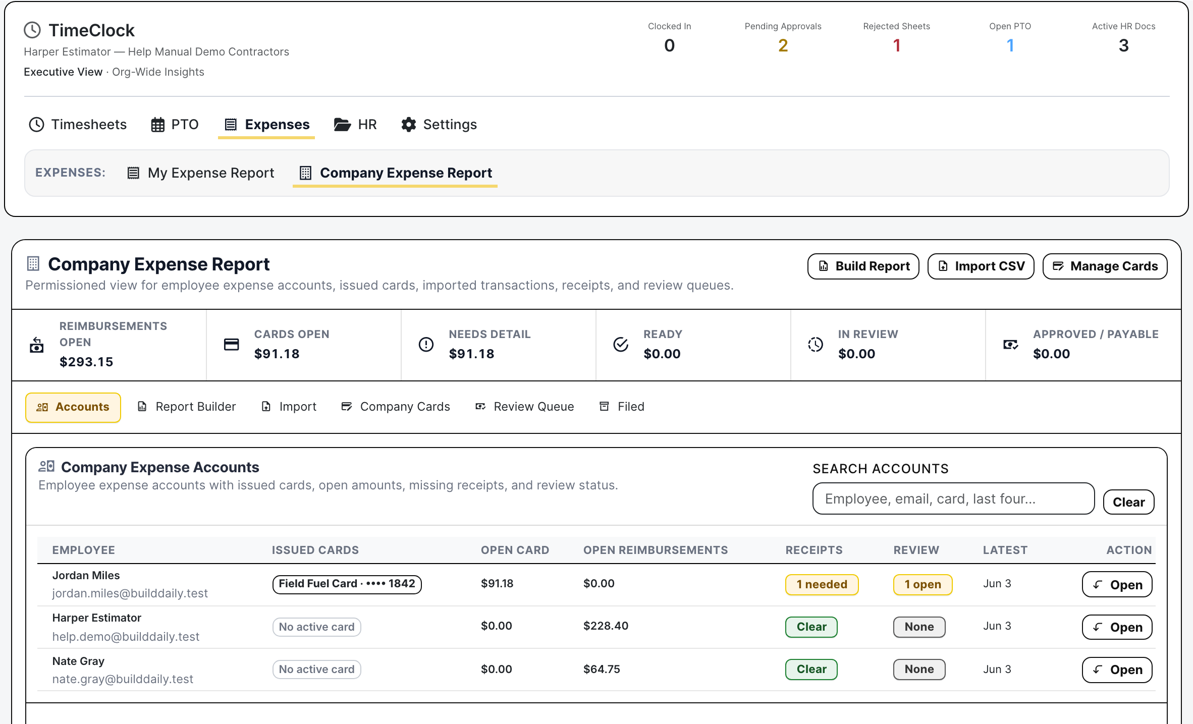 Company expense accounts