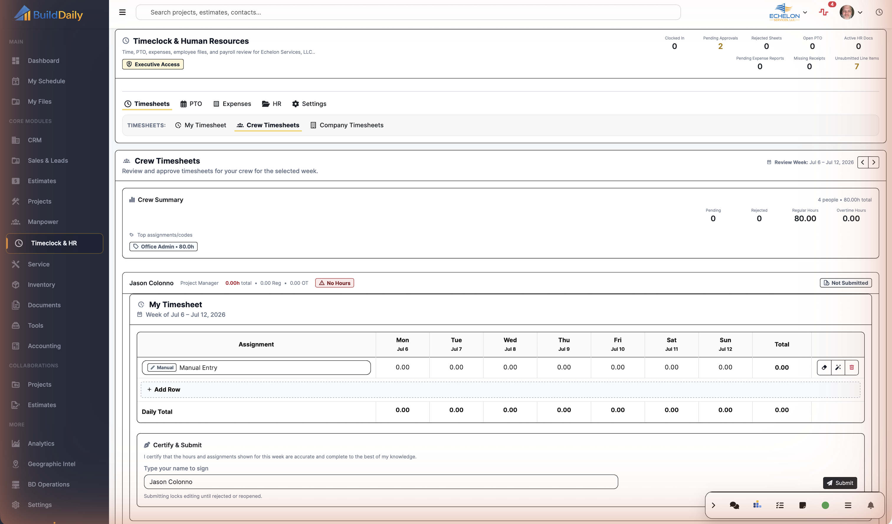 Timesheet approvals