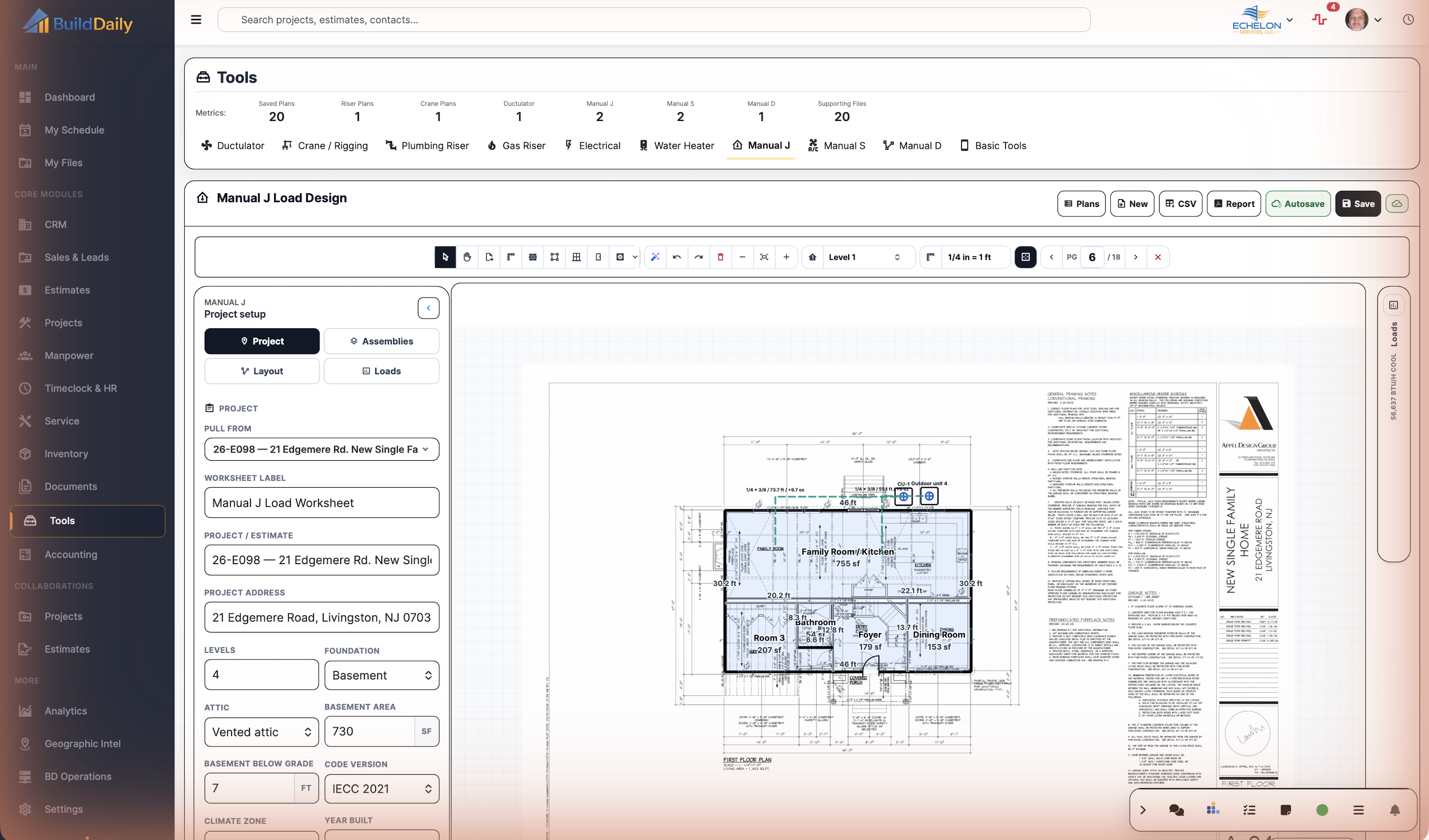 Manual J load design in BuildDaily